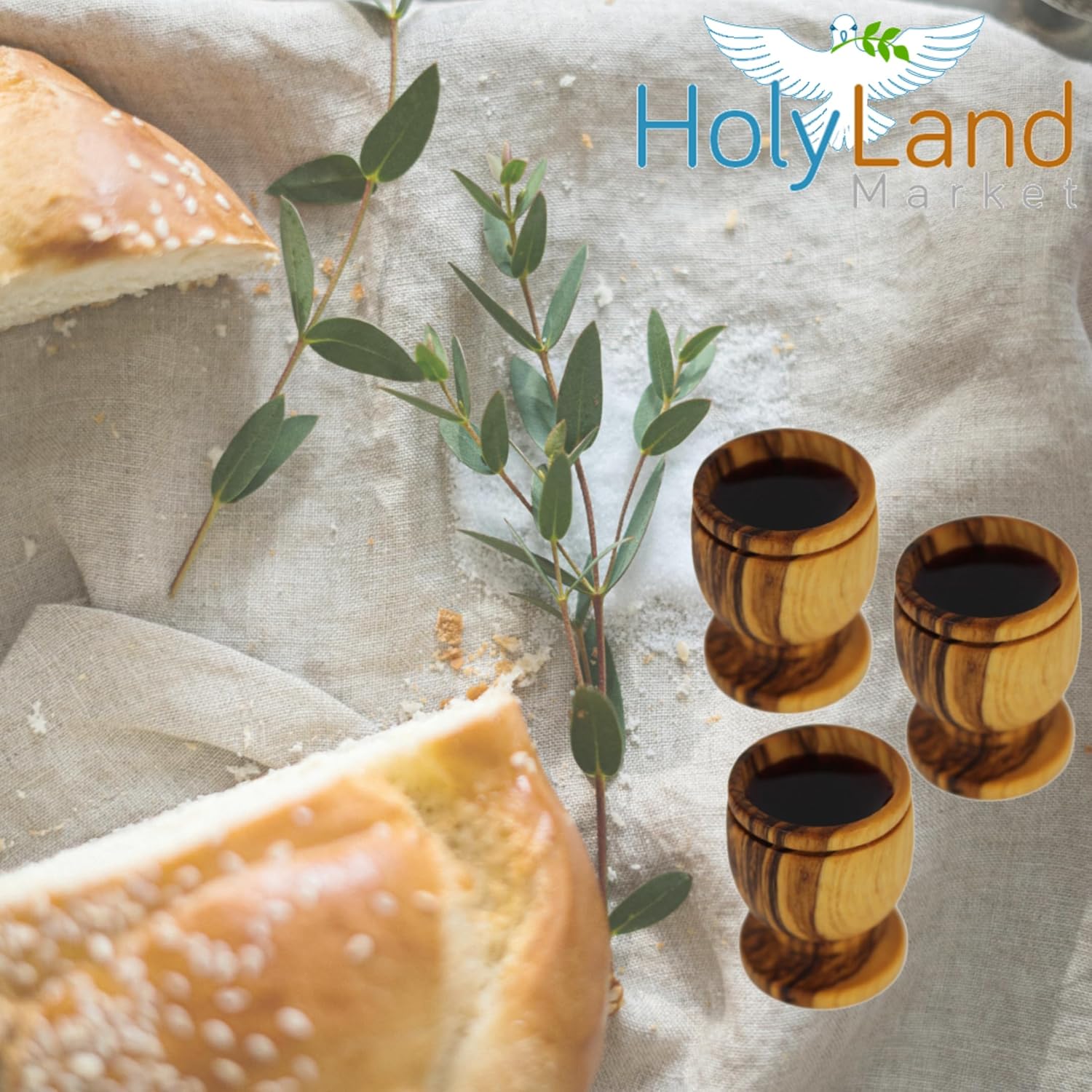 Holy Land Market Olive Wood Small Chalice or Goblet/Wine or Communion Church Cups (1.6 Inches High 0.2 oz) (100 Small Cups)