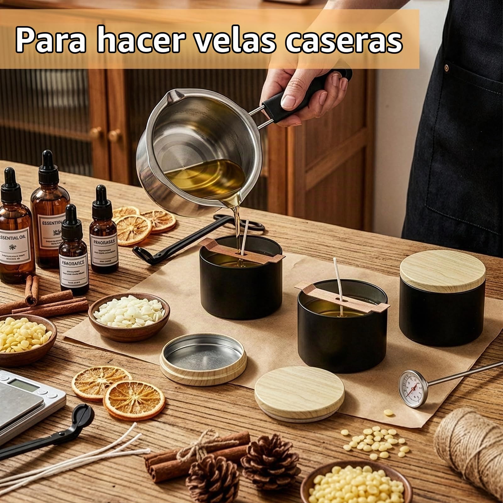 Pumtus Paquete de 24 latas para velas, tarros de vela negro mate de 8 onzas con tapas, recipiente de vela de metal para hacer velas, suministros de molde de velas redondas a granel para