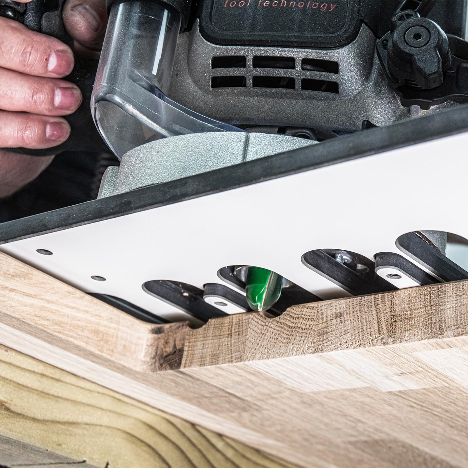 Trend Drainer Groove Jig, Precision Routing Template for Belfast and Undermount Sink Worktops, 0.5° Fall, 8 Grooves at 50 mm Centres, CNC Machined HPL Body, DG/JIG/A