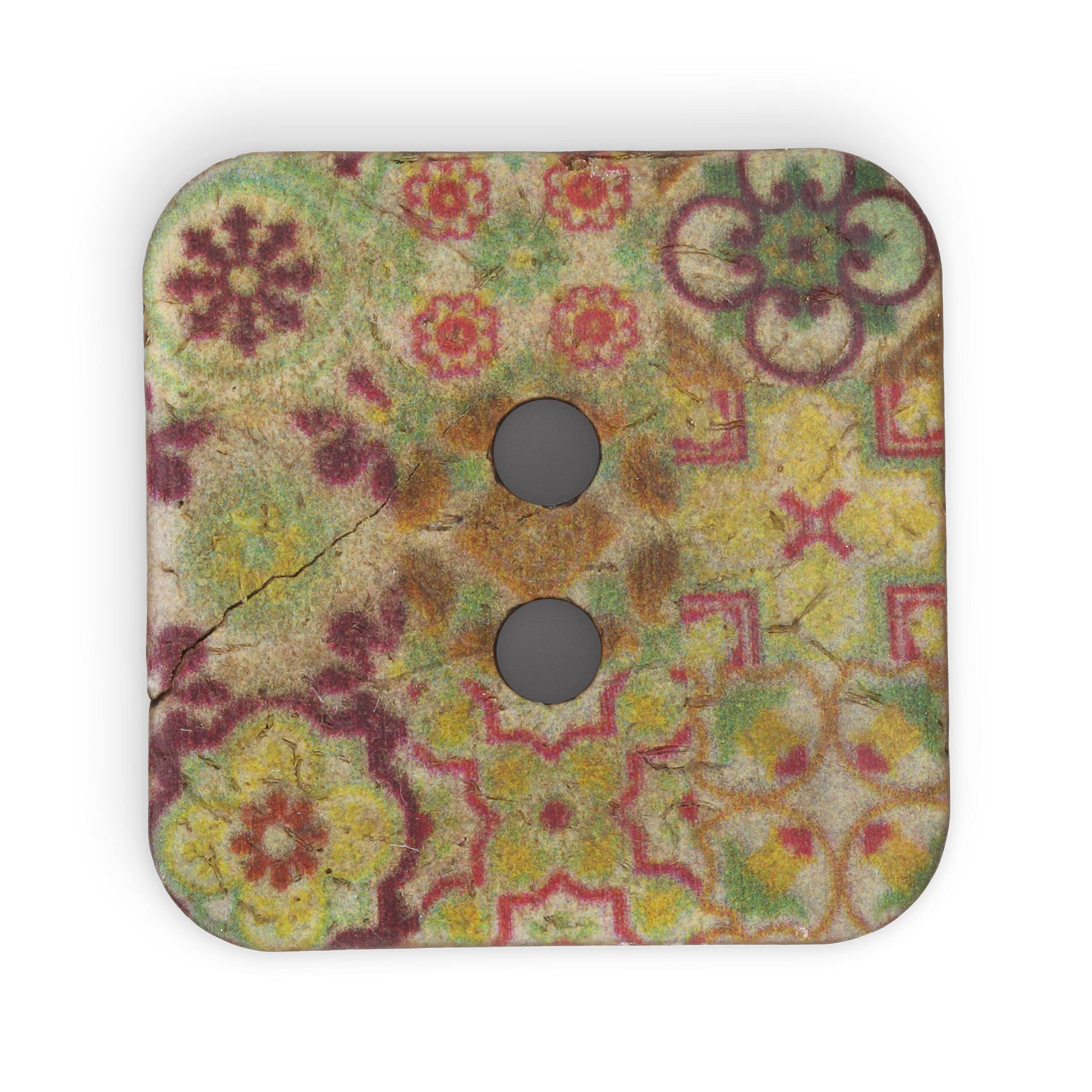 Dritz Carré, 35 mm, vert moyen, 3 boutons en noix de coco durables, (1-3/8"), 3 pièces
