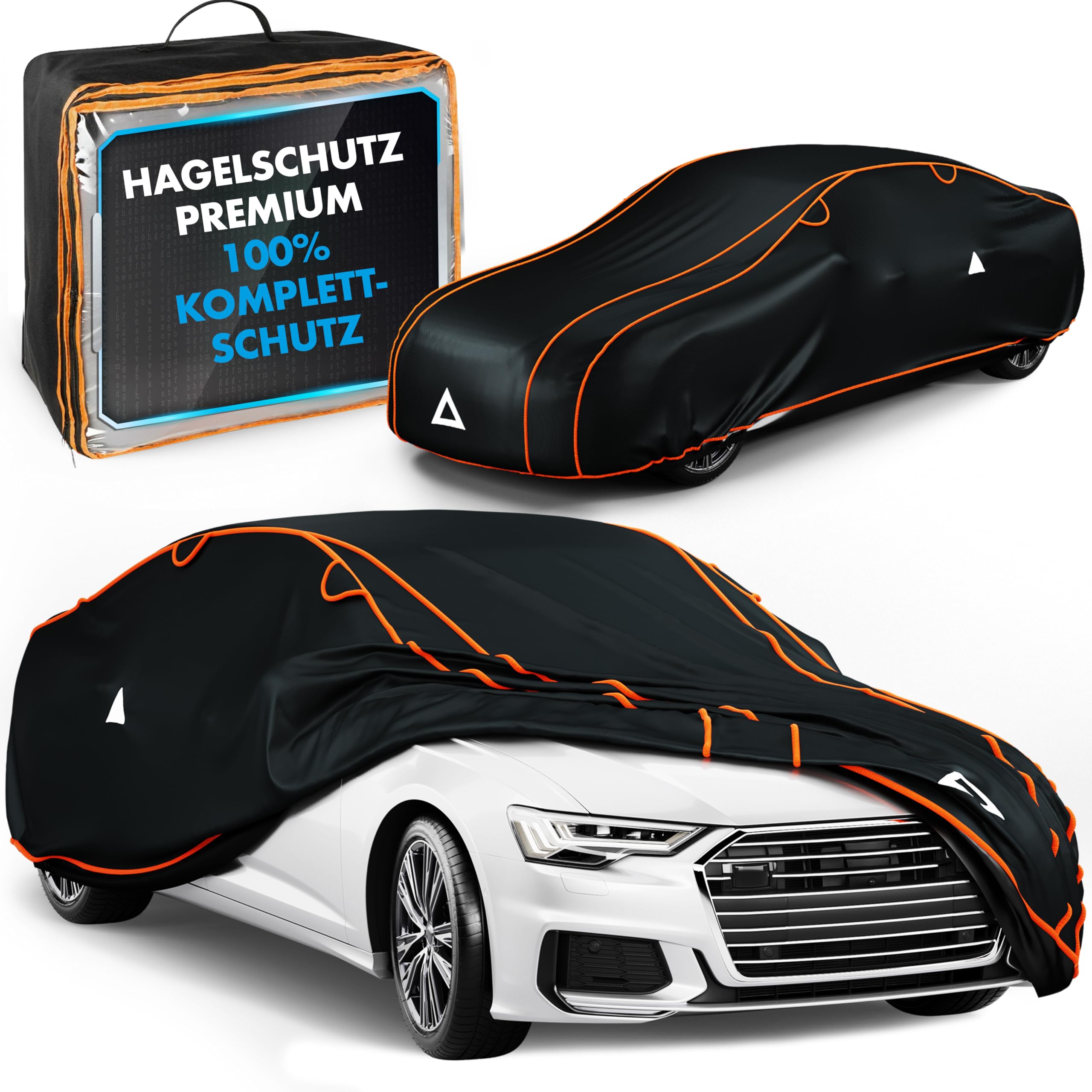 WALSER Hagelschutz Abdeckplane Auto, Hagelschutzplane TÜV geprüft*, Perma Protect Complete Autogarage, Wasserabweisende PKW Vollgarage Abdeckung, Hagel Rundum-Schutz Größe 5 schwarz