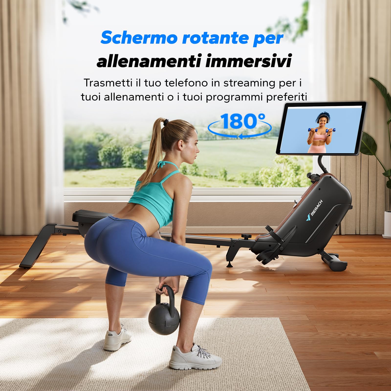 MERACH Vogatore per Casa, Vogatori Magnetici Silenziosi, Binari Migliorati ed Espansi da 130 cm per Movimenti più Liberi, Dotato di APP Esclusiva