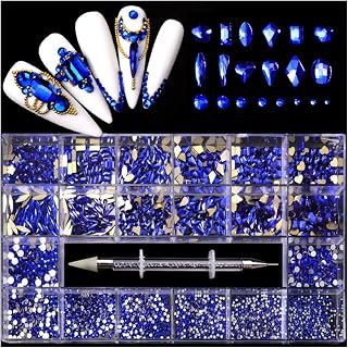 Genérico yaoqijie 1 Caja AB/Rojo/Azul/Dorado Rienaje múltiple de múltiples Forma + Piedra Redonda SS3-SS12+1 Point Pen 8000+ Diamantes de Cristal de Fondo Plano Lasting (Color : 34-6)