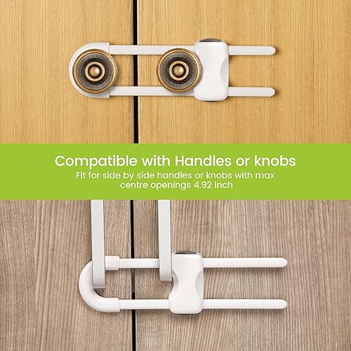 Miniatura 35 de Jetec 10 cerraduras de gabinete para bebés, cajones de prueba en forma de U, cerraduras de seguridad para niños, ajustables, fácil de usar, pestillo