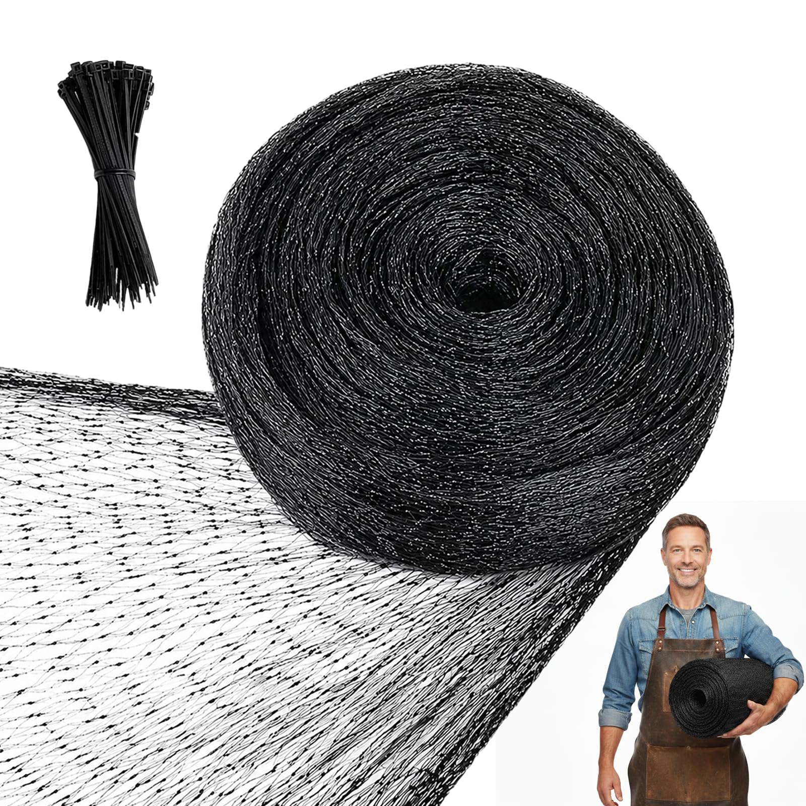 Garden Netting 4x6m,Heavy Duty Black Mesh Bird Netting with Pegs – Vegetable Patch & Fruit Protection, Insect Cat and Bird Netting for Veg Patch Fine Mesh Trellis, Pond Netting Cover, Black