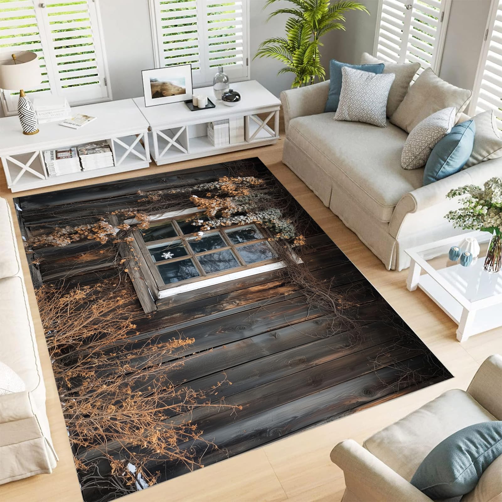 Tapis lavable en machine antidérapant marron grand format 180x270 cm