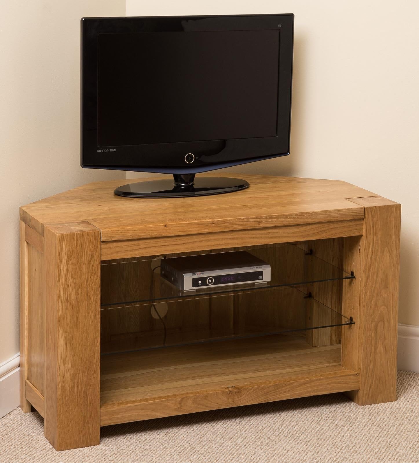 Oak Furniture King Kuba Solid Oak Corner TV Unit | Oak TV Unit with ...