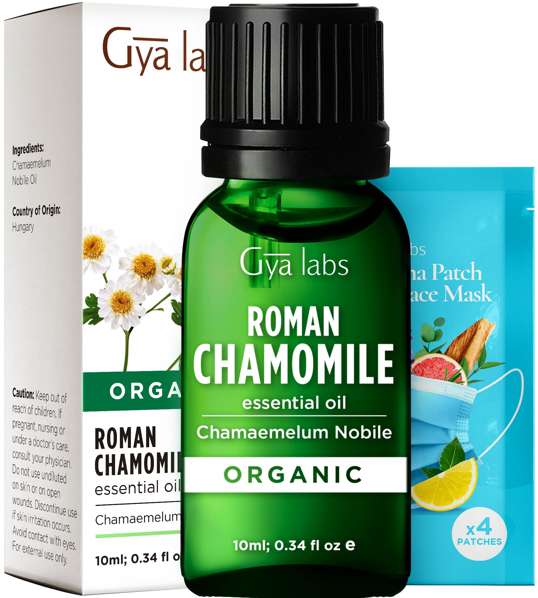 Gya Labs Organic Roman Chamomile Essential Oil for Diffuser - 100% Pure and Natural Roman Chamomile Oil Organic for Face & Skin (0.34 Fl Oz)