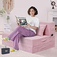 Vista 17 de Sofá Cama Individual Plegable Silla Sofá Cama con Almohada, Twin, Beige Fold out chair bed, Futon sofa bed, Extra bag included, All foam made