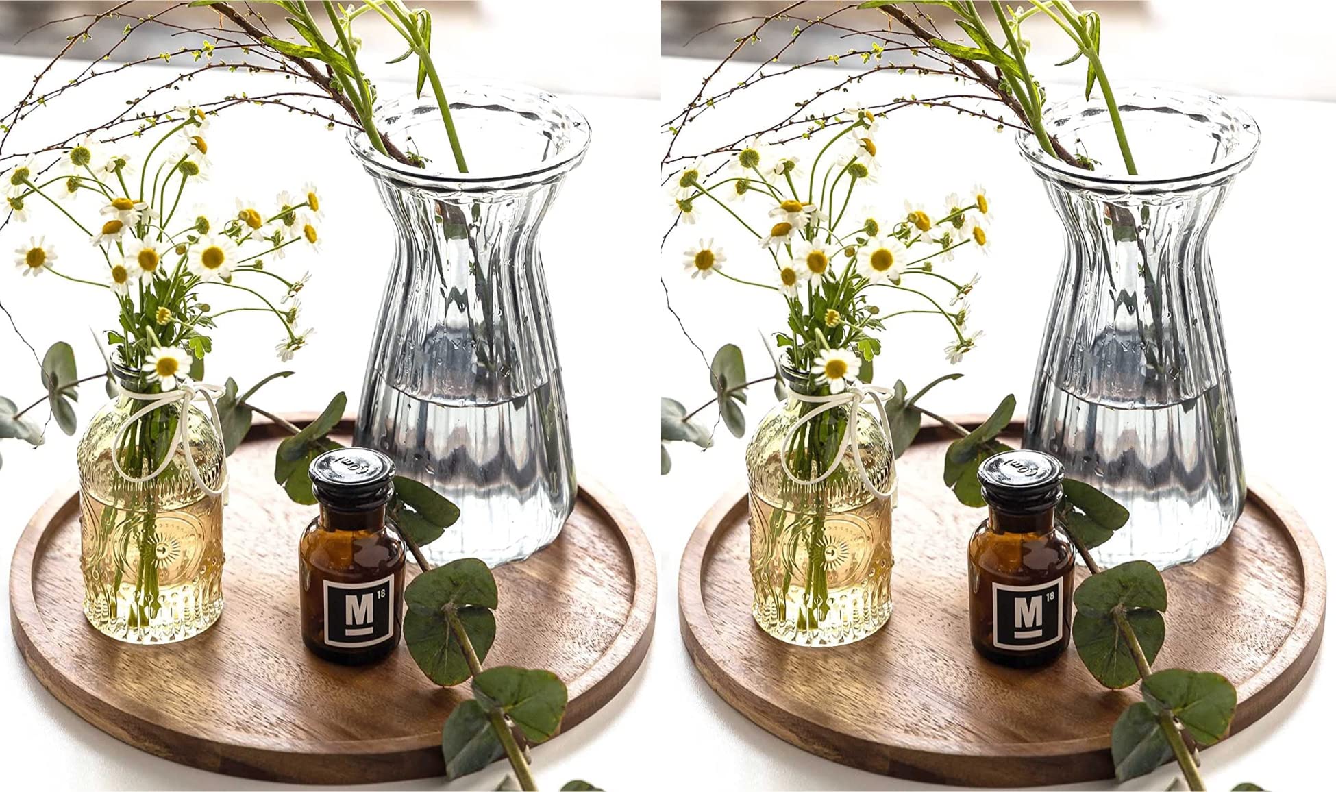 ETHOWEDEN Round Decorative Tray for Home Décor - 12x12 in inch Set of 2 Wooden Round Solid Wood Tray for Coffee Table Medium Wooden Serving Tray (B0BTK3Z66M) Amazon Price History, Amazon Price Tracker