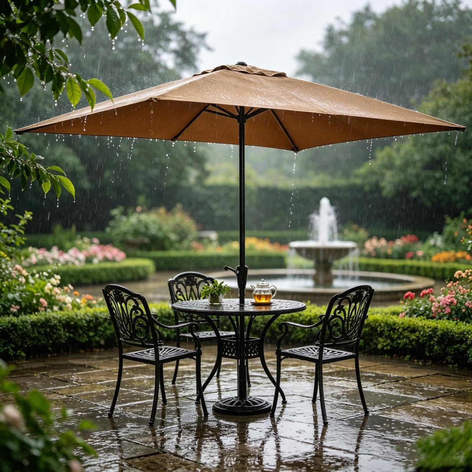Prostokątny Parasol Tarasowy 200 X 300 Cm Wodoodporna Osłona Z Tkaniny