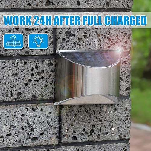 Miniatura 4 de LeiDrail Luces solares para valla al aire libre, terraza, escalera, luces blancas frías, alimentadas por el sol, iluminación LED iluminada de