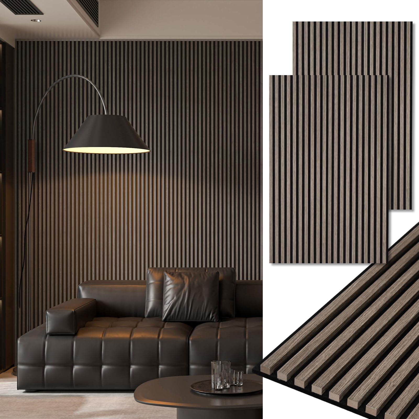 Art3d 2 Panel Wall Sound Absorption Panel Wood Wood Sound Absorbing Soundproofing Panels - Living Room, Bedroom, TV Background Wall, Office - 122x60 CM, Model Number 511AW