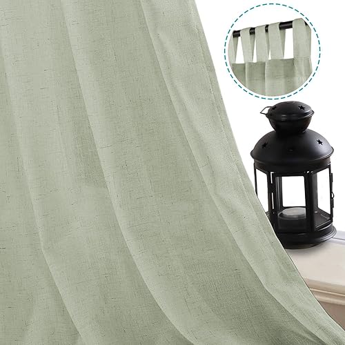 Miniatura 2 de H.VERSAILTEX Cortinas de lino mezclado con pestañas superiores para sala de estardormitorio, elegantes tratamientos de ventana con filtro de luz de