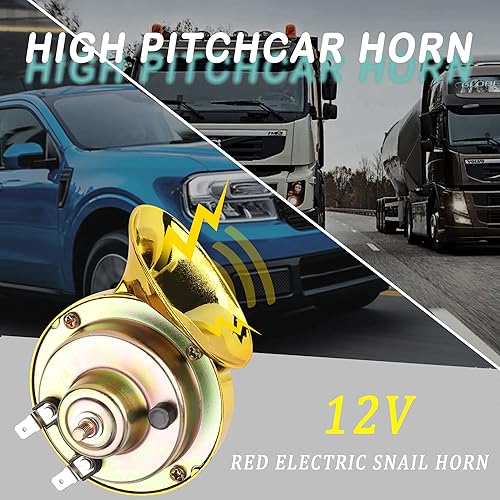 Miniatura 4 de Paquete de 2 bocinas de aire de caracol ruidosas para seguridad con cubierta impermeable y a prueba de polvo, bocina de tren universal de doble