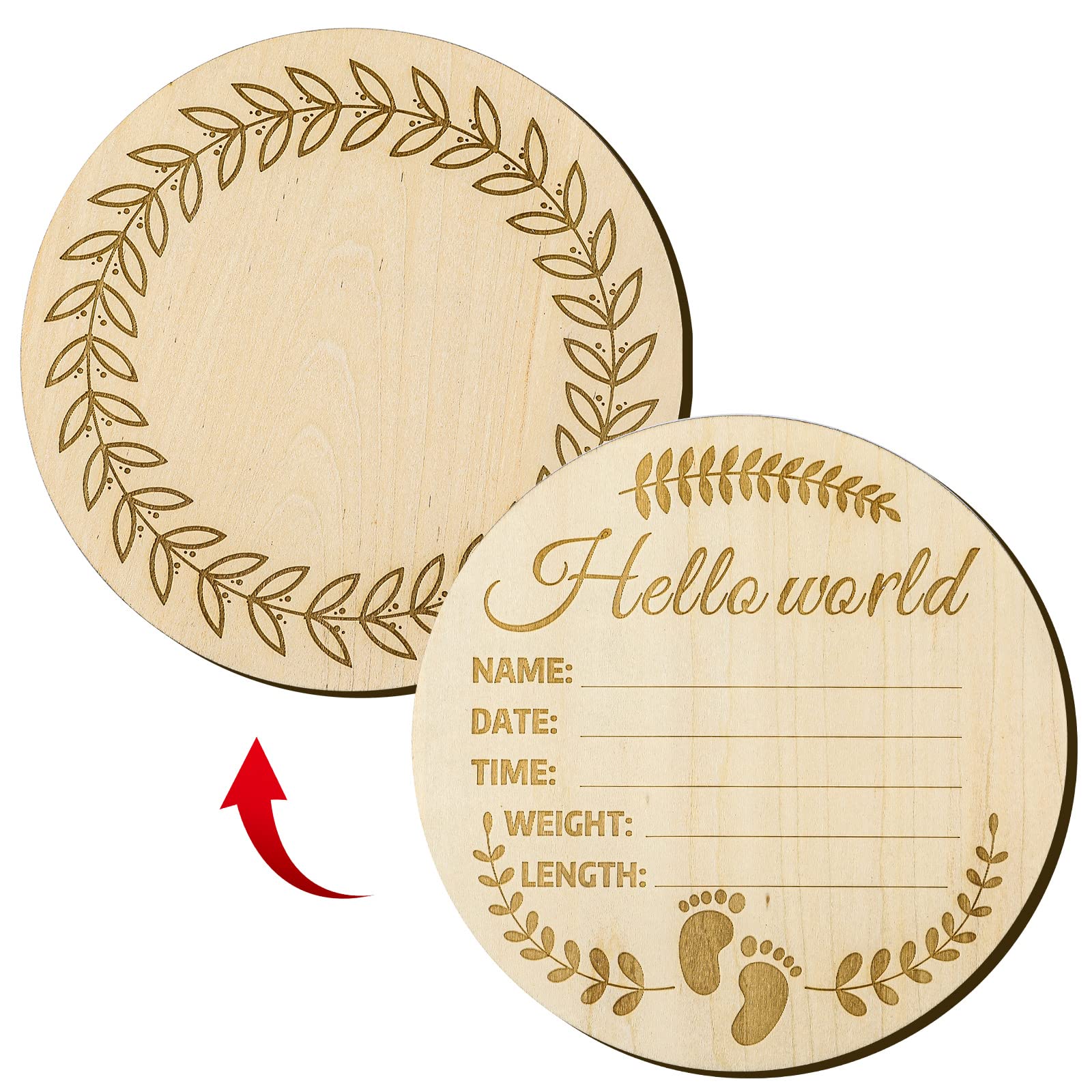 Panneau Activité Bébé Plaque Naissance Bébé Original Panneau Naissance Bébé 'Hello World' En Bois - 14x14cm - Personnalisable Accessoires Bebe Naissance Accessoire Bebe Naissance