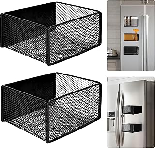 bssmmai Estantería magnética para frigorífico, 2 unidades, para frigorífico, fruta, ahorro de espacio, organizador para especias, magnético, frigorífico, pared, color negro