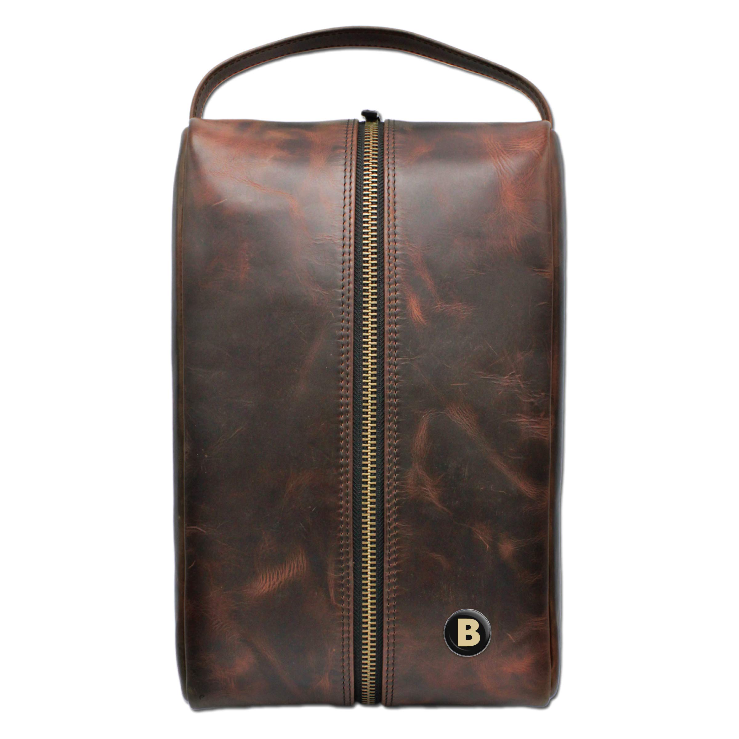 Clip WipesLeather Shoe Bag | Dakota Leather | Zipper | Personalized Initial Monogram Letters (A-Z) Golf Shoe Bag