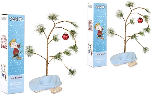 Árbol de Navidad Charlie Brown de 24 pulgadas con manta de Linus, paquete de 2