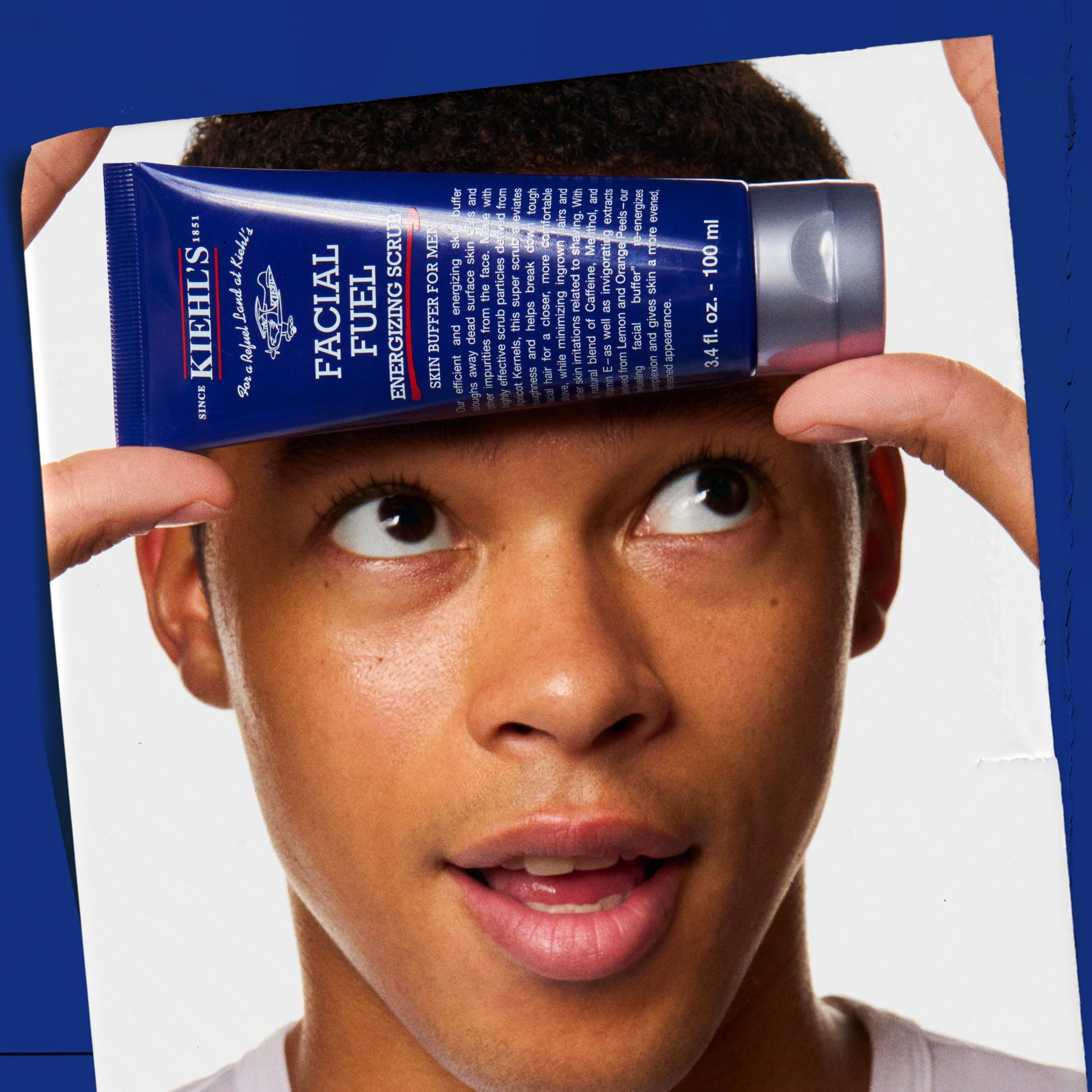 Kiehl's, Exfoliant Visage Énergisant Facial Fuel Energizing Scrub pour Hommes, Gommage Nettoyant Visage, Élimine les Peaux Mortes, les Impuretés et le Sébum, 100 ml