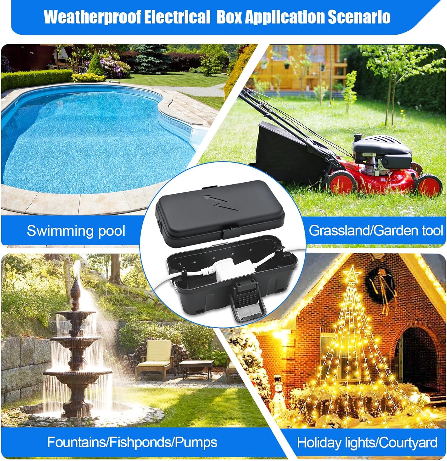 Hrensaw 3PCS Small Weatherproof Electrical Connection Box(Inner 5.5x3x2.2inch),Outdoor Electrical Box,Waterproof Extension Cord Covers for Plug, Extension Cables, Holiday Lights,Black