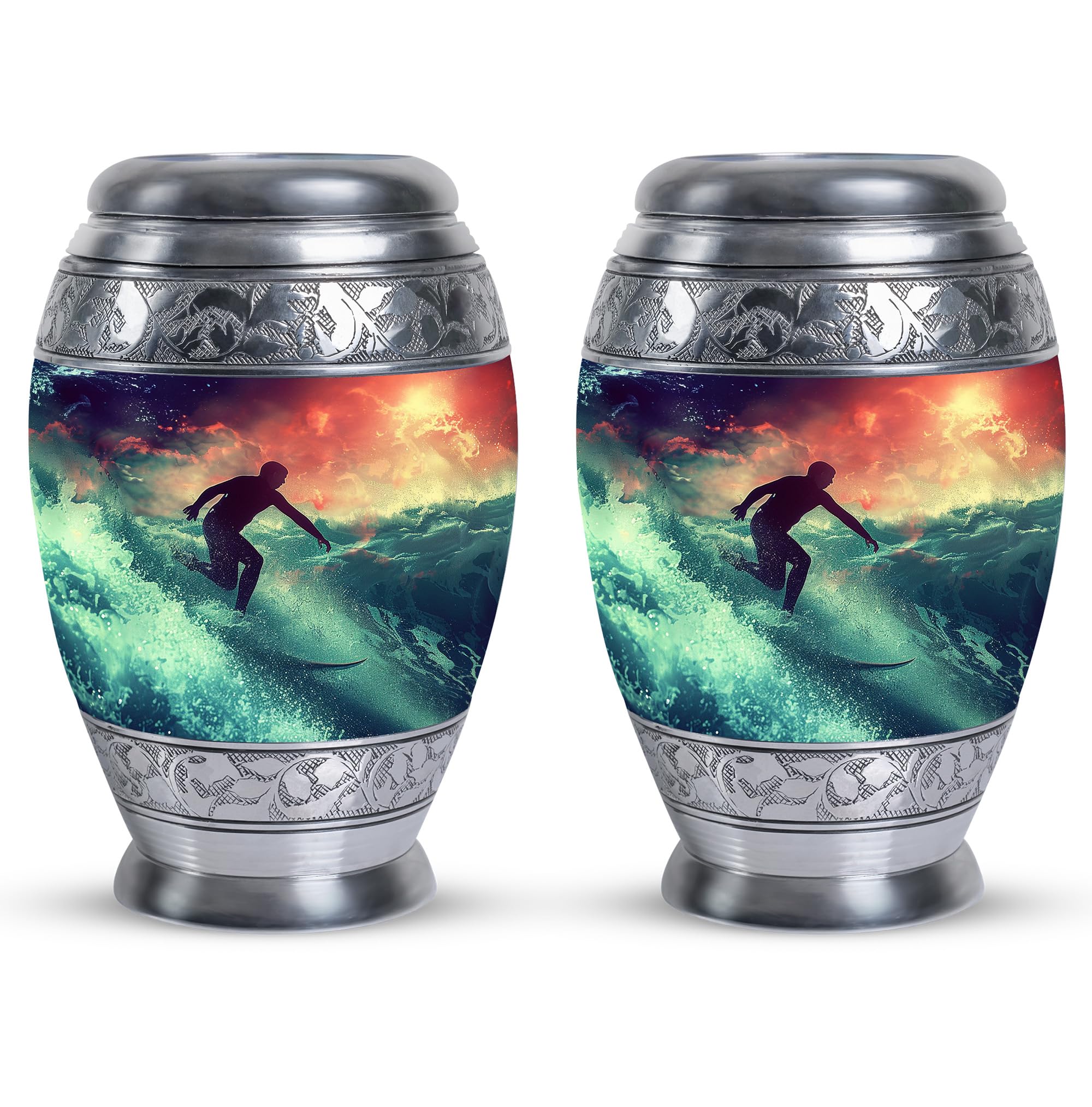 YATHABHISA Cremation Keepsake Urns, Urns for Human Ashes Adult Mall & Female, Decorative Urn, Urn Keepsakes for Ashes 3''_Multicolor | Memorial Theme | Ashes Keepsake for Men, Set of 2