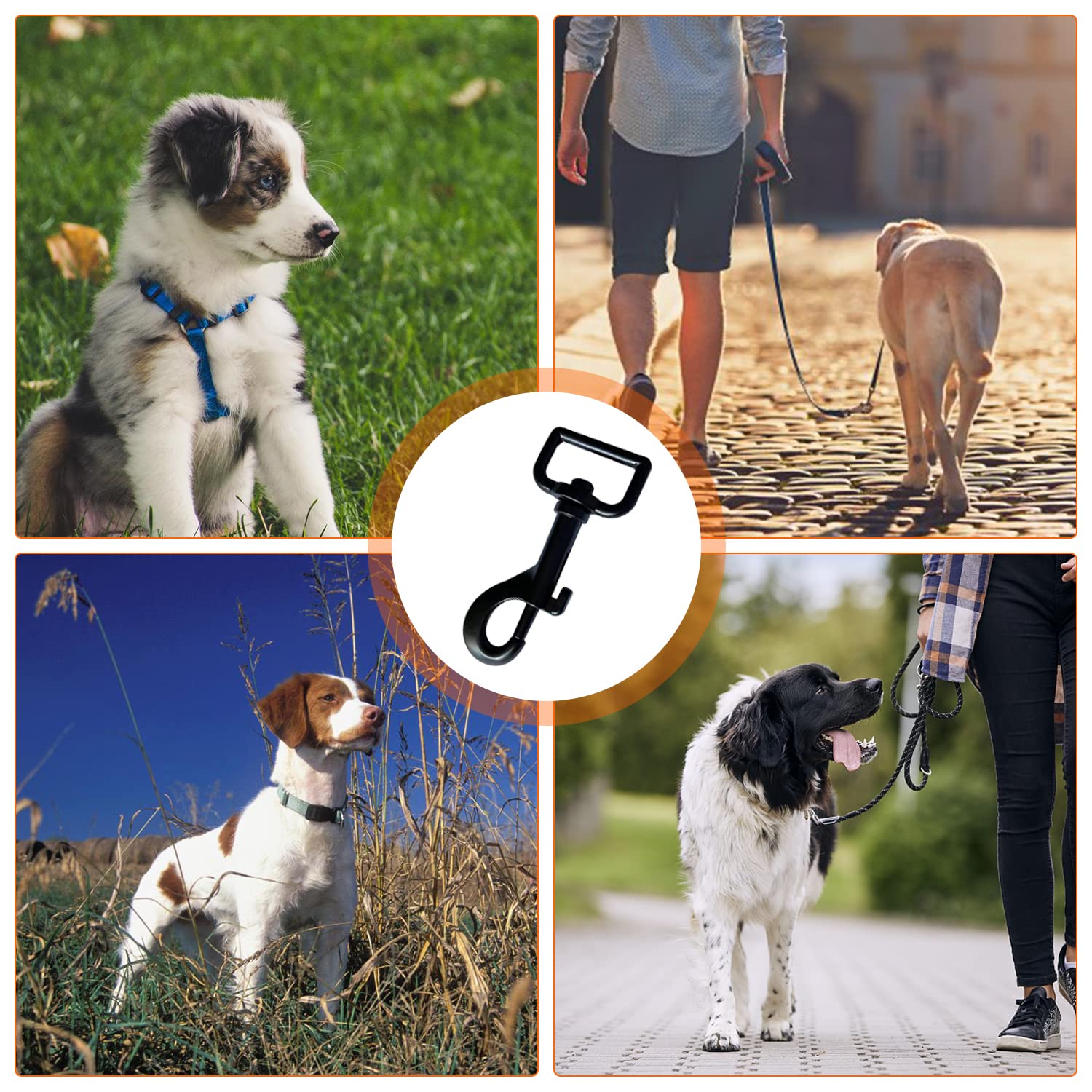Xinlon 6 Stuks Draaibare Karabijnhaak, Kleine Karabijnhaken, Sleutelring Karabijnhaken, Voor Kleine Honden Puppy's Huisdieren Multifunctioneel Hondenlijn Halsband Huis Kamperen Bagagegesp(Zwart