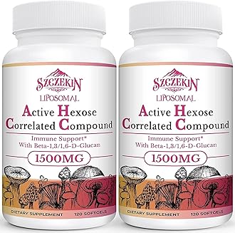 SZCZEKIN 1500mg Liposomal Active Hexose Correlated Supplement,240 Soft Gels Beta-Glucans with Natural Mushroom Extract, Immune System, Liver Function, Maintain T-Cell & Killer Cell Activity
