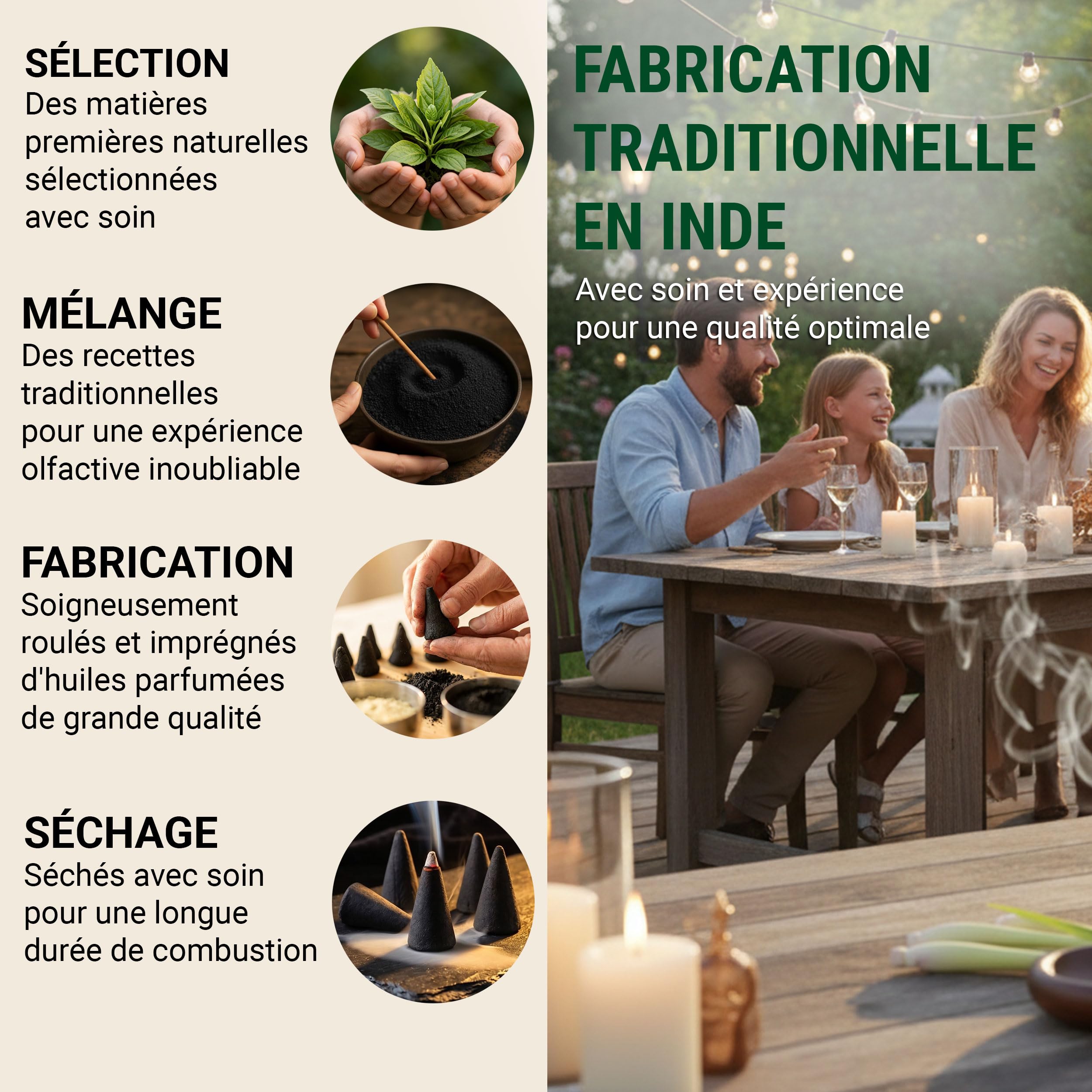 Aromalove Cônes d'encens XXL Freedom Citronnelle Longue durée Paquet de 50