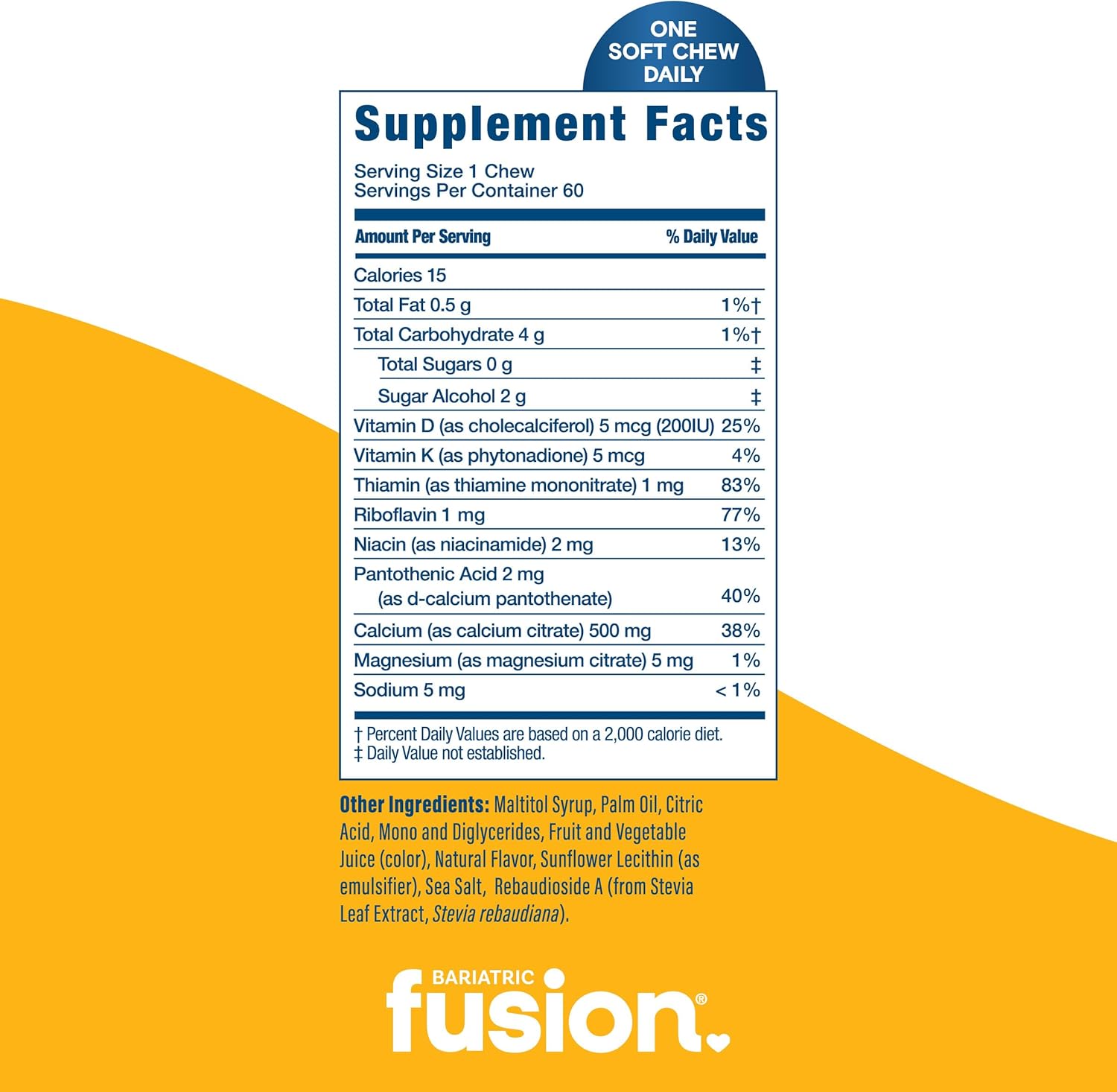 Bariatric Fusion Bariatric Calcium Supplement Chews | Calcium Citrate with Vitamin D3 Bariatric Vitamin | Sugar Free Chewable | 500mg | Lemon | 60 Count - Image 4