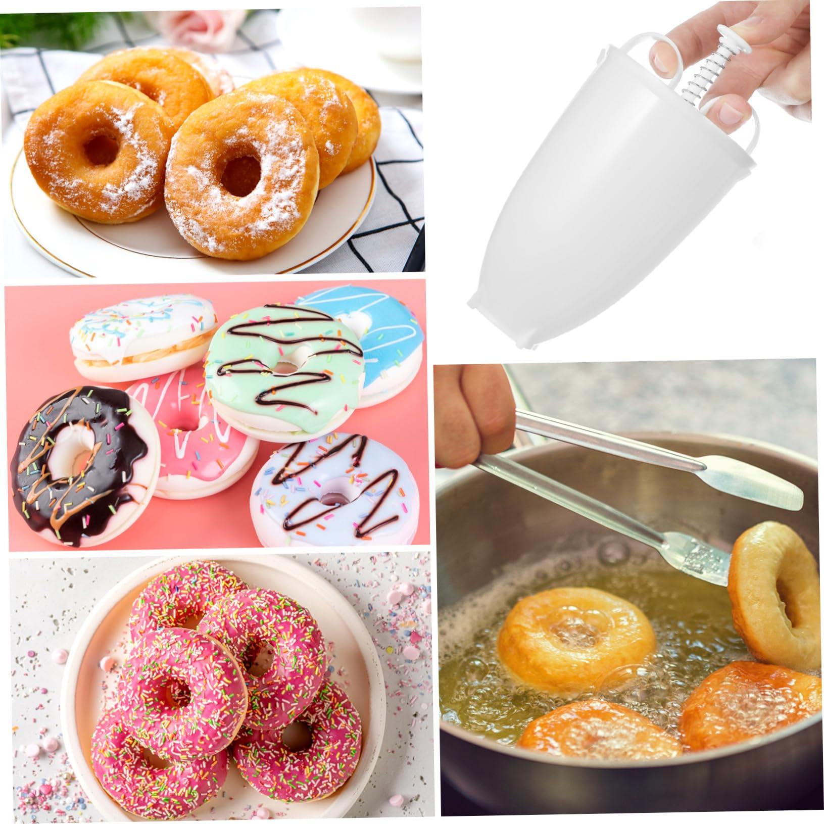 Máquina para Hacer Donas Casera 2 Piezas de Pp Blanco Ligera y Fácil de Usar para DIY y Hornear en Casa