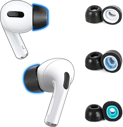 Miniatura 5 de Dekoni Bulletz - Almohadillas de espuma viscoelástica para AirPods Pro y AirPods Pro 2, almohadillas de repuesto (gris medio, paquete de 3)