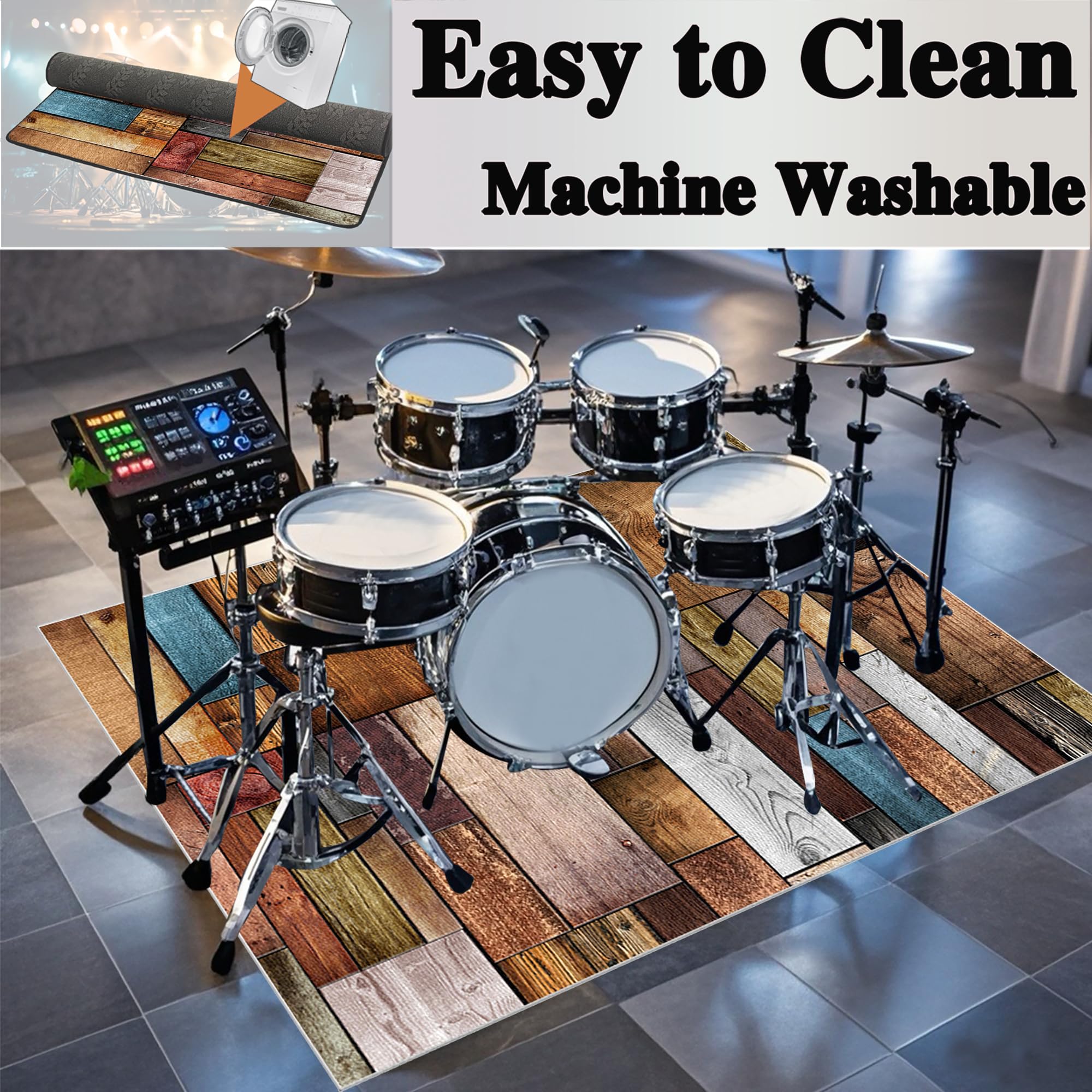 Tappeto per Batteria Professionale Tappeto a Tamburo Tappetino per Batteria Elettronica Strumenti Musicali Coperta Antiscivolo Tappetino Insonorizzato Tappeto Drum Accessori per Batteria 230 x 180 cm