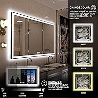 Vista 56 de 88x38 Large Light Bathroom Mirror - Backlit and Front Lighted LED Wall-Mounted Vanity Mirror Modern Rectangle Black Mirror, Dimmable, Anti-Fog