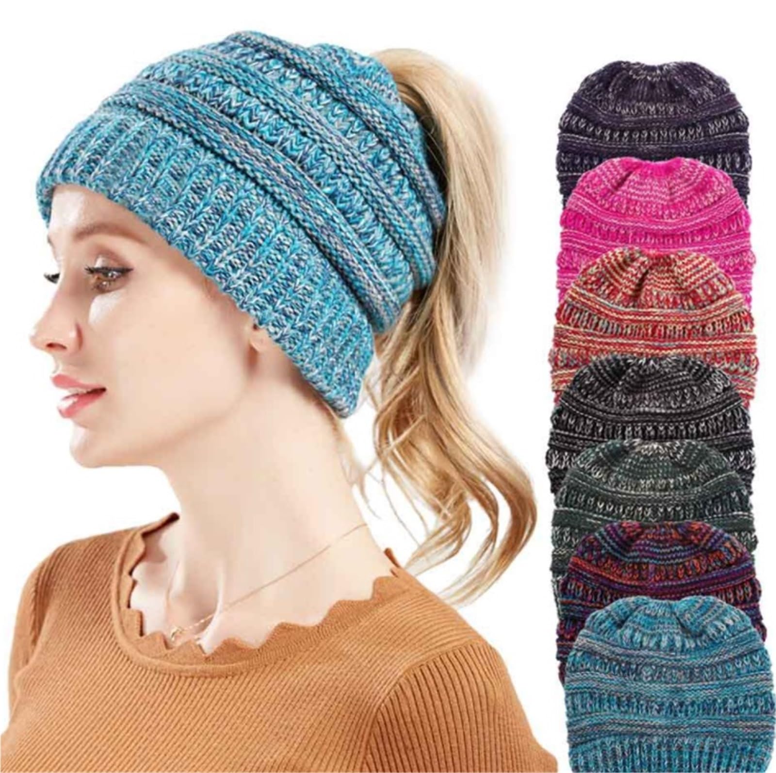 Cappello Inverno Cappello A Cuffia Lavorato A Maglia for Donna Invernale Spesso Morbido E Caldo A A Casual Termico Berretto(Black)