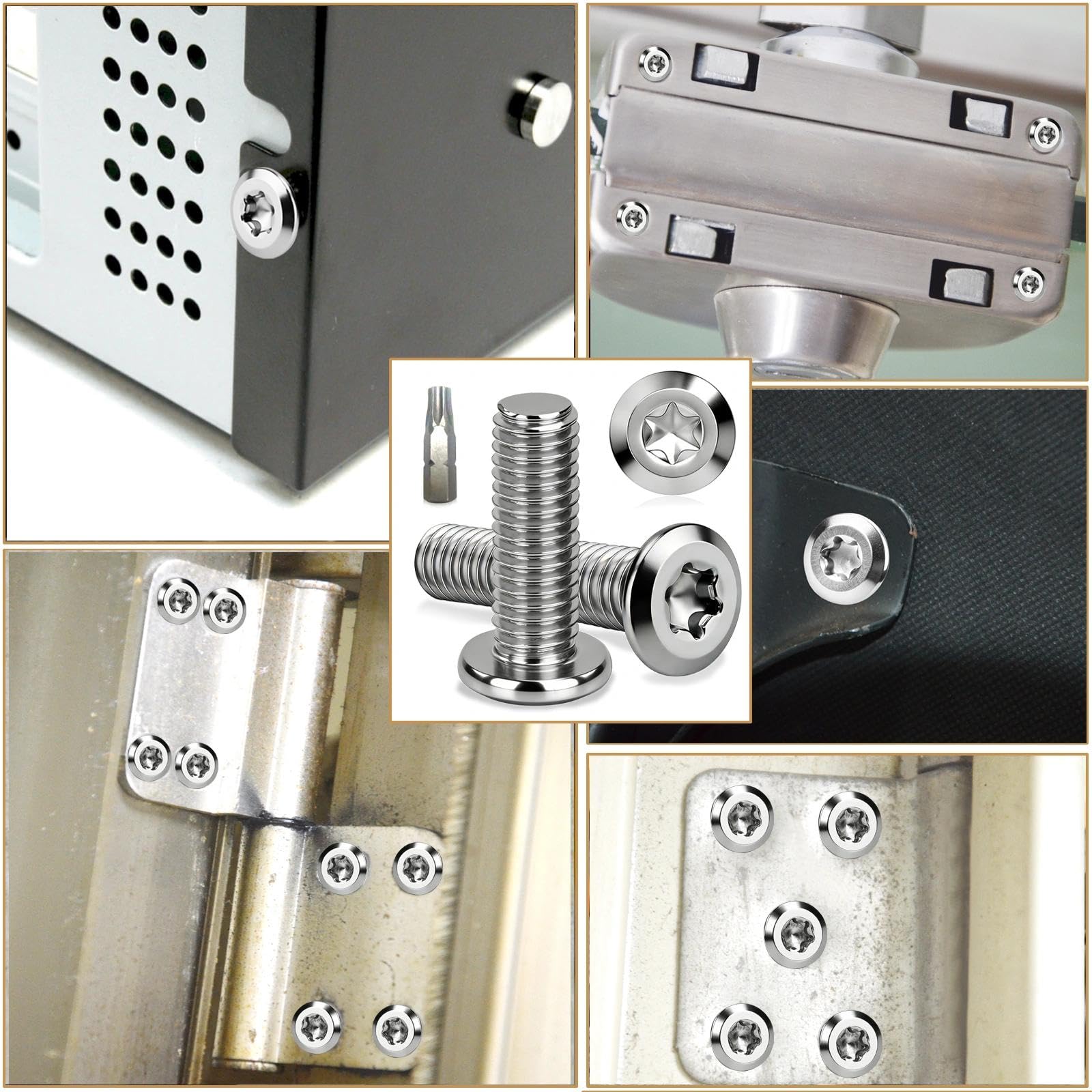 Śruby z łbem płaskim M6 x 30 mm, śruby ze stali nierdzewnej A2 V2A, 15 sztuk śrub z łbem soczewkowym, Torx, M6, śruby meblowe, pełny gwint, śruby metalowe z bitem Torx do naprawy mebli