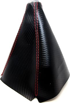 Tanaka PU Leather Shift Boot Universal for Manual/Auto Carbon Fiber Pattern with Red Stitching