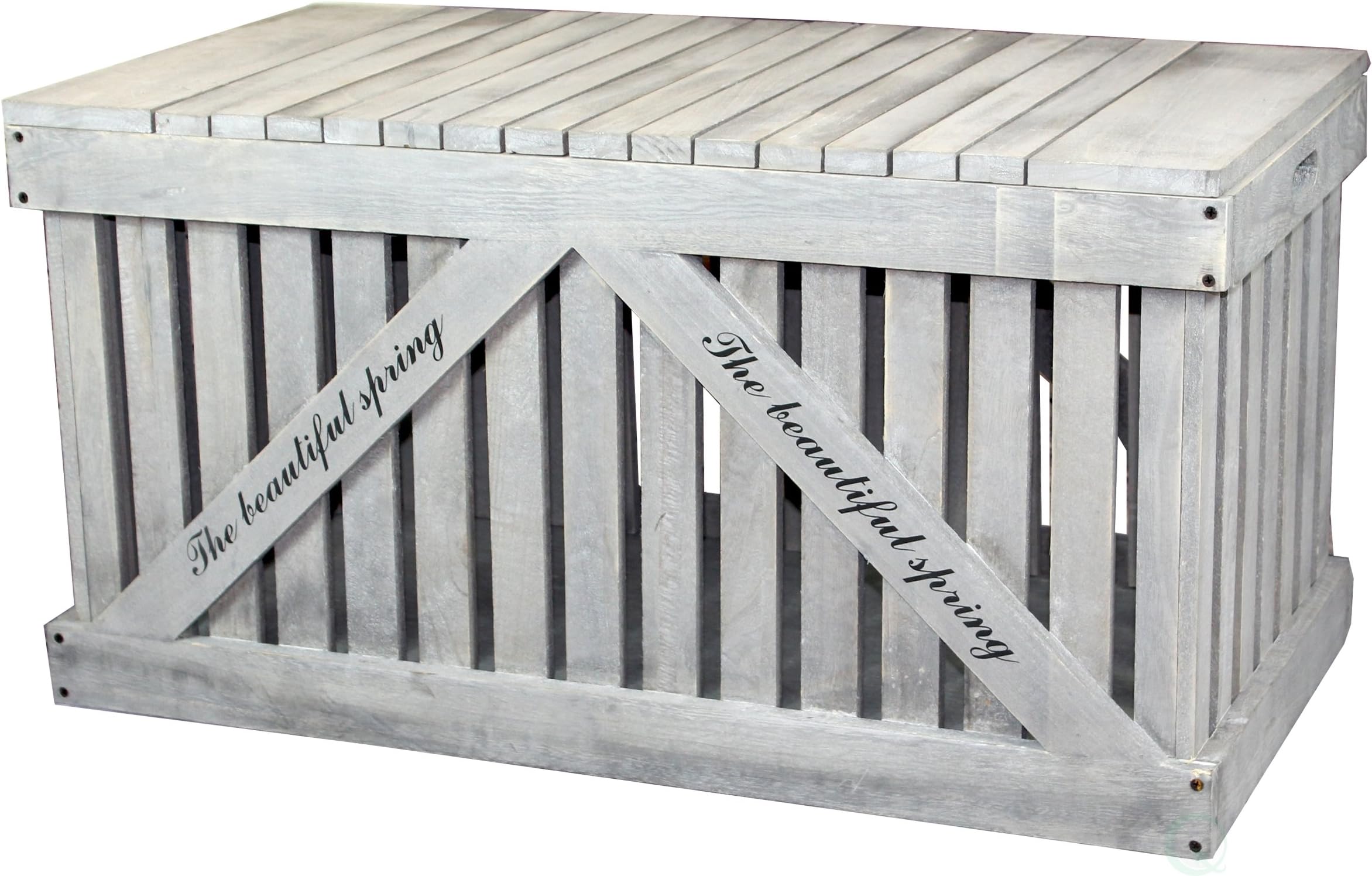 Gardenised Rustic Gray Wooden Outdoor Deck Box, Patio Storage Trunk