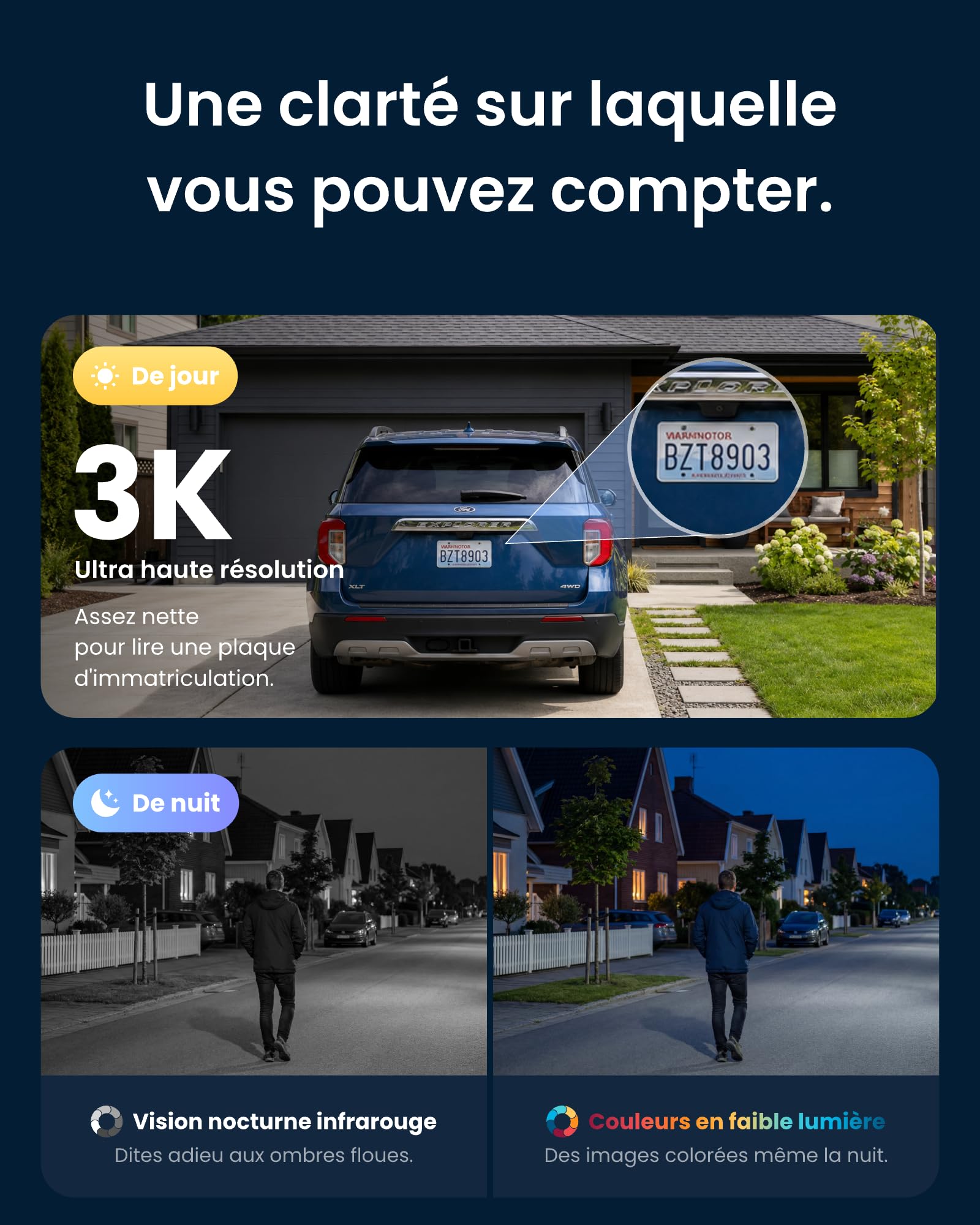 SwitchBot 3K Camera Surveillance WiFi Exterieure, avec Recherche Vidéo IA, Alertes De Scène, Rapports Quotidiens, PTZ Suivi Auto 360°, Wi-FI 2,4 Ghz, Alexa, Google Home, RTSP