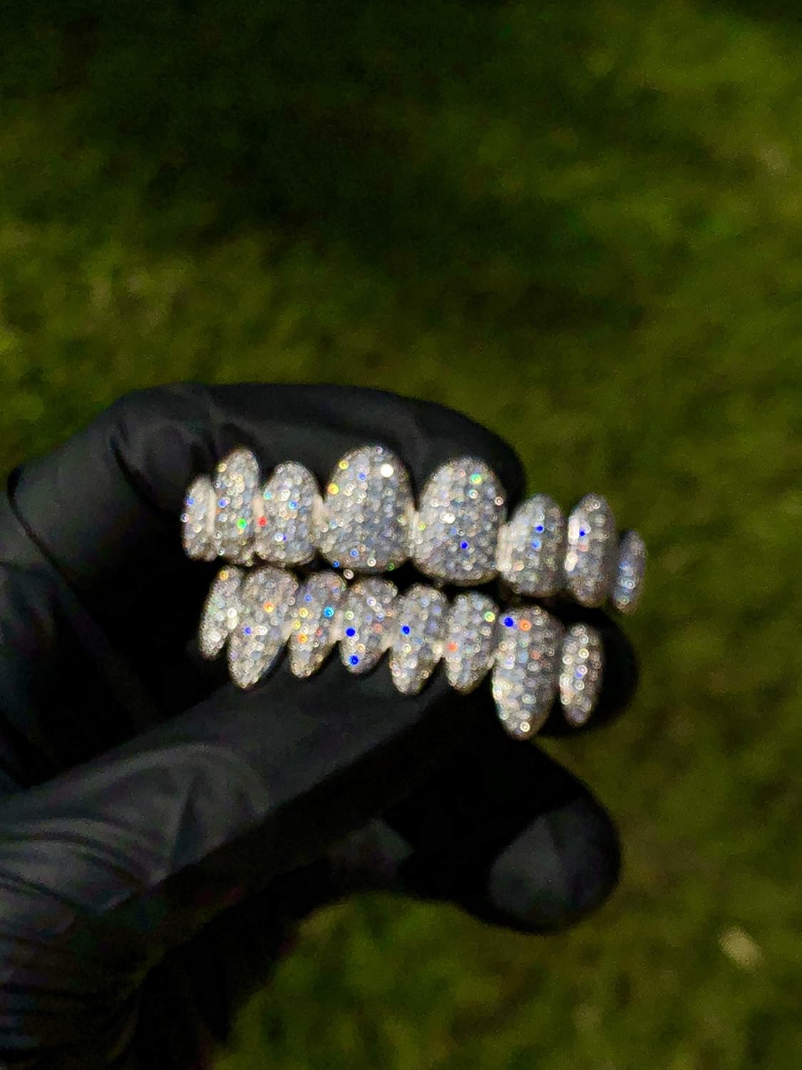 14k White Joker Gold Grillz - Top & Bottom Set, 8 Teeth, Hip Hop Style