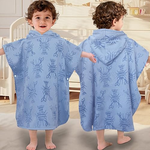 Miniatura 40 de VOOVA & MOVAS Toallas de baño con capucha para niños pequeños (2-6 años, 24 x 48 pulgadas), poncho de algodón para piscina, perfecto para nadar