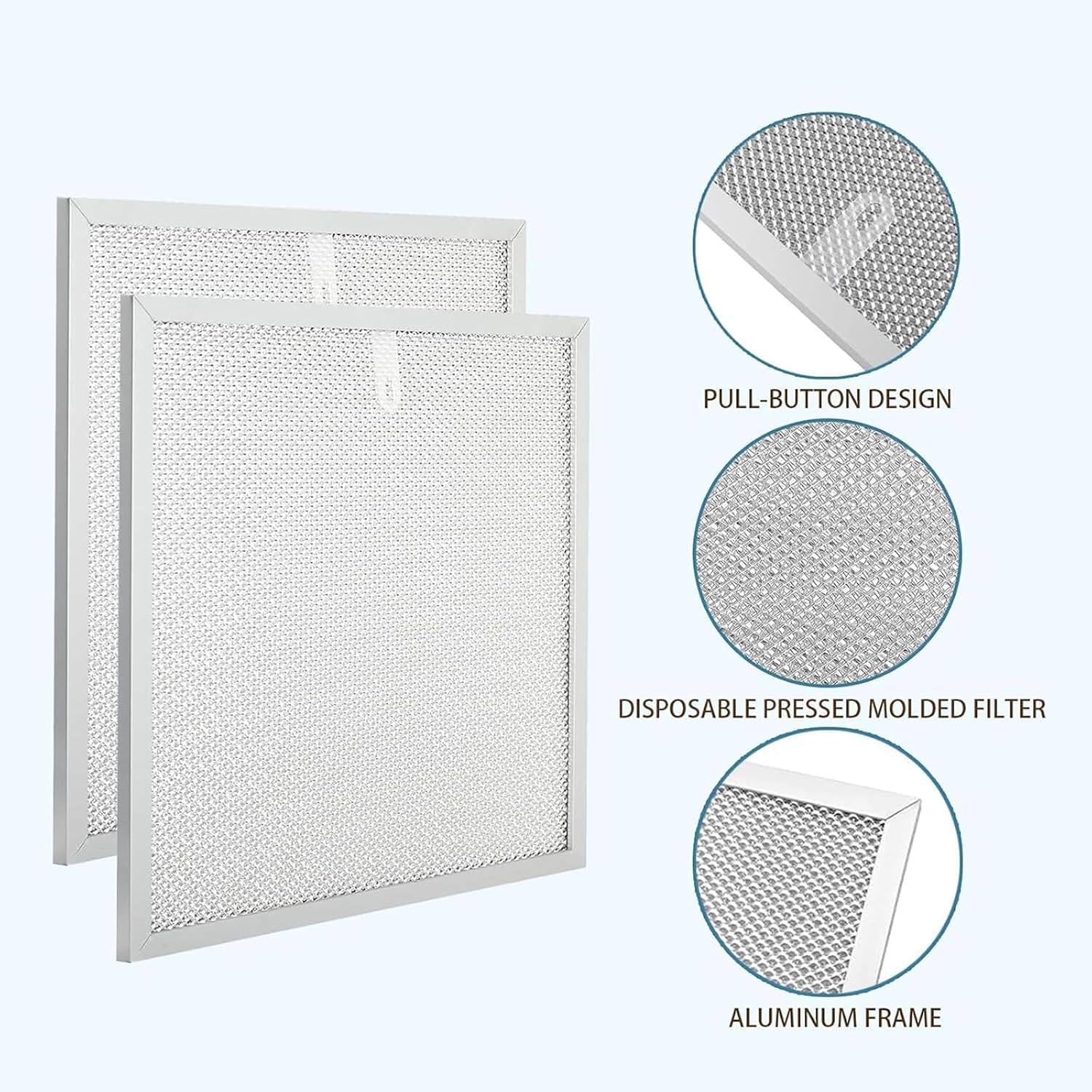 2 Pack S99010430-002 Range Hood Grease Filter Replacement | 15-3/4" x 13-7/8" | Compatible with Broan NuTone & Kenmore Kitchen Vents | High-Airflow Aluminum Mesh for Smoke & Odor Control