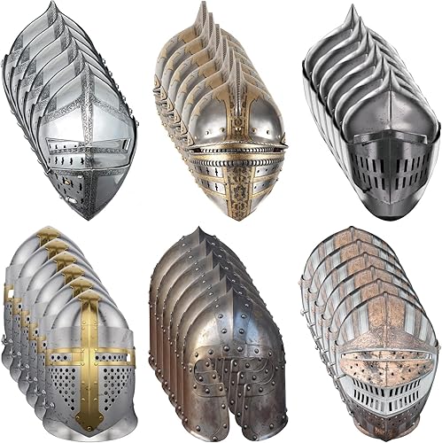 Máscaras medievales de caballero para fiesta, de papel, decoración de fiesta medieval, para cosplay, caballero cruzado, máscara de soldado para