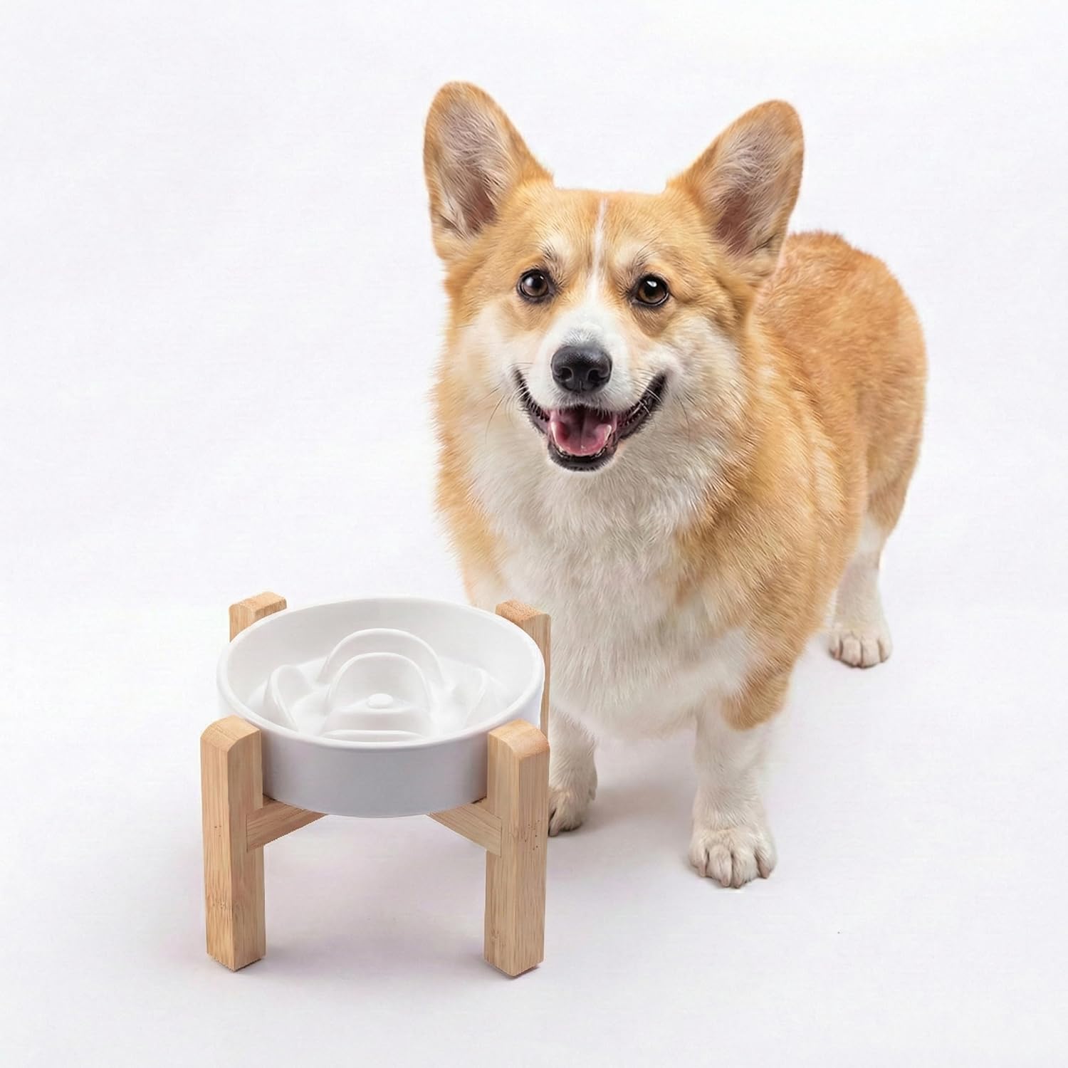 Petygooing 8.66 in Dog Bowl Ceramic Slow Feeder for Medium Large Dogs,Elevated/Raised Slow Feeding Dog Food Water Dish Heavy Weighted,Puzzle Eating Bowl Modern Maze (Black, 8.66in)