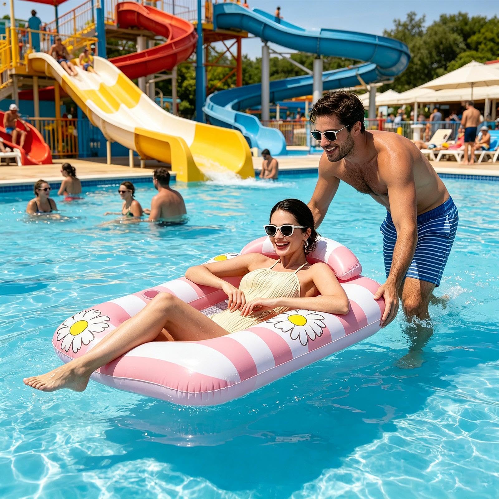Hamac Flotteur de piscine | Chaise longue gonflable robuste – Flotteurs de piscine, pour la natation, le lac, la rivière, les jeux de fête d'été, quai de bronzage, quai intérieur et extérieur