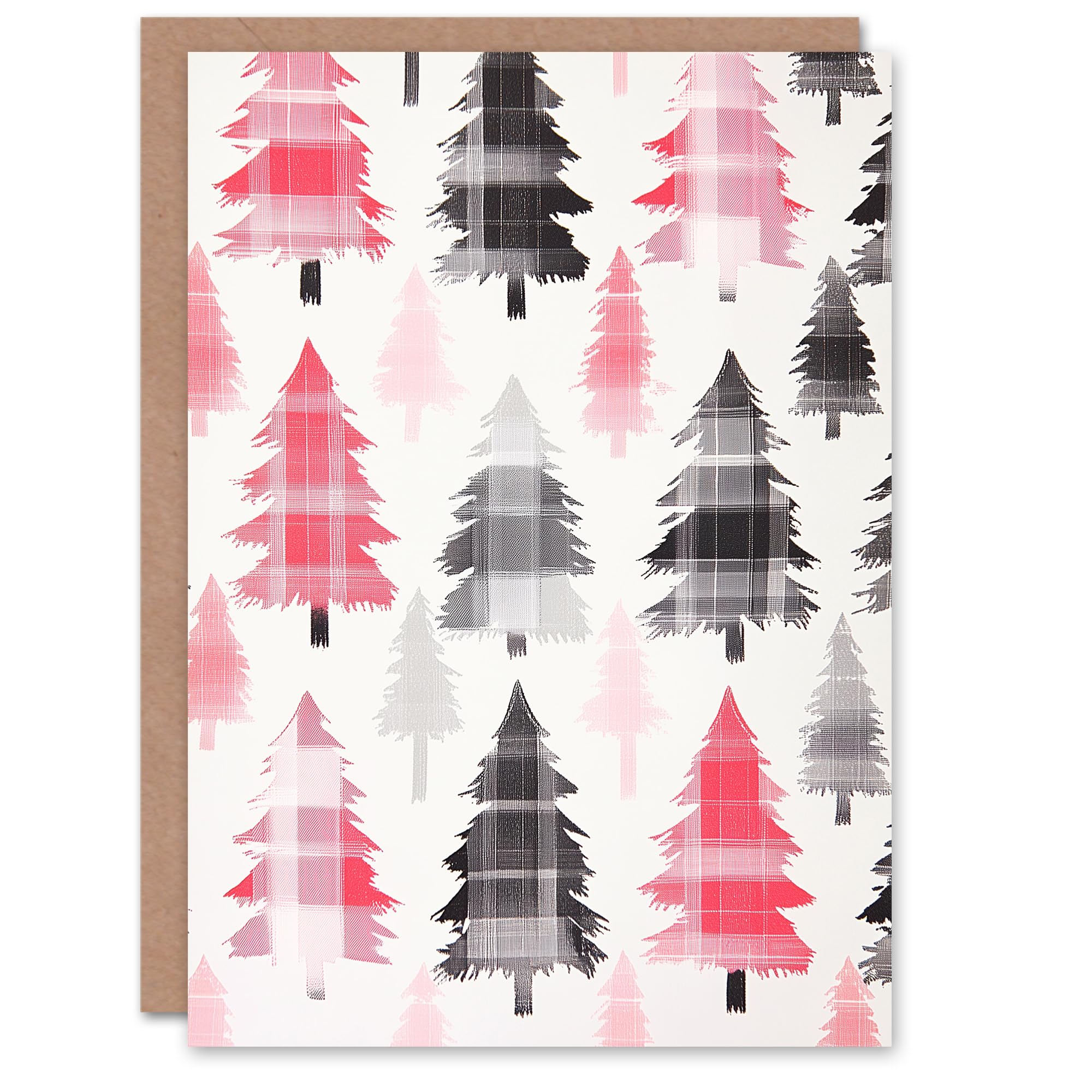 Artery8 - Greeting Card - Scottish Tartan Pattern - Pink