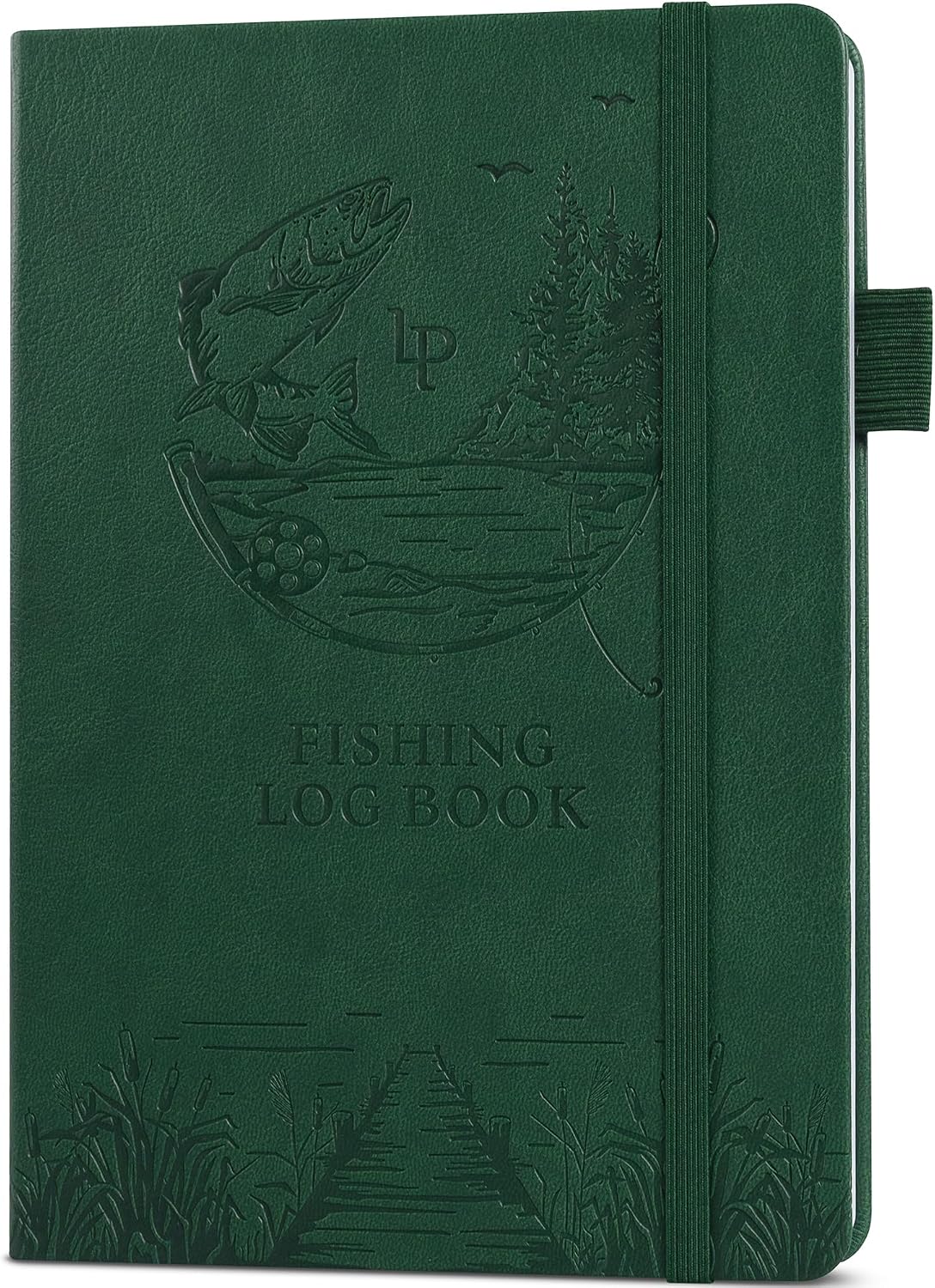 Legend Fishing Log Book: Fisherman Journal Notebook for Catches, Trips & Maps - Durable Vegan Leather Gifts for Men (Dark Green)