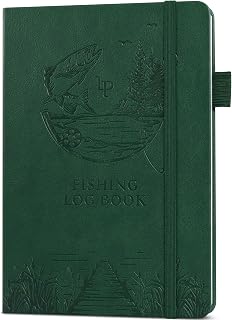 Legend Fishing Log Book: Fisherman Journal Notebook for Catches, Trips & Maps - Durable Vegan Leather Gifts for Men (Dark Green)