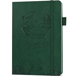 Legend Fishing Log Book – Fisherman Journal Notebook to Record Catches & Trip Info – Fishing Essentials, Equipment & Gifts for Men (Dark Green Debossed)