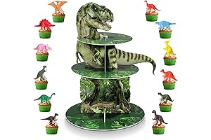 Dinosaur Cupcake Stand and Toppers: Unforgettable Jungle Extravaganza